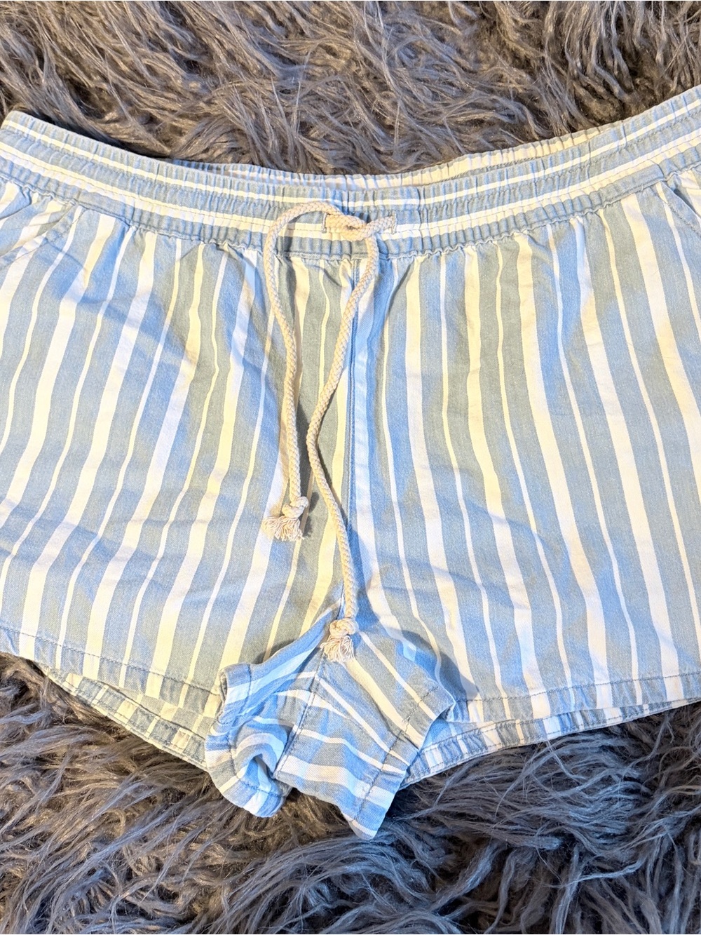 aerie Blue and White Striped Lounge Shorts